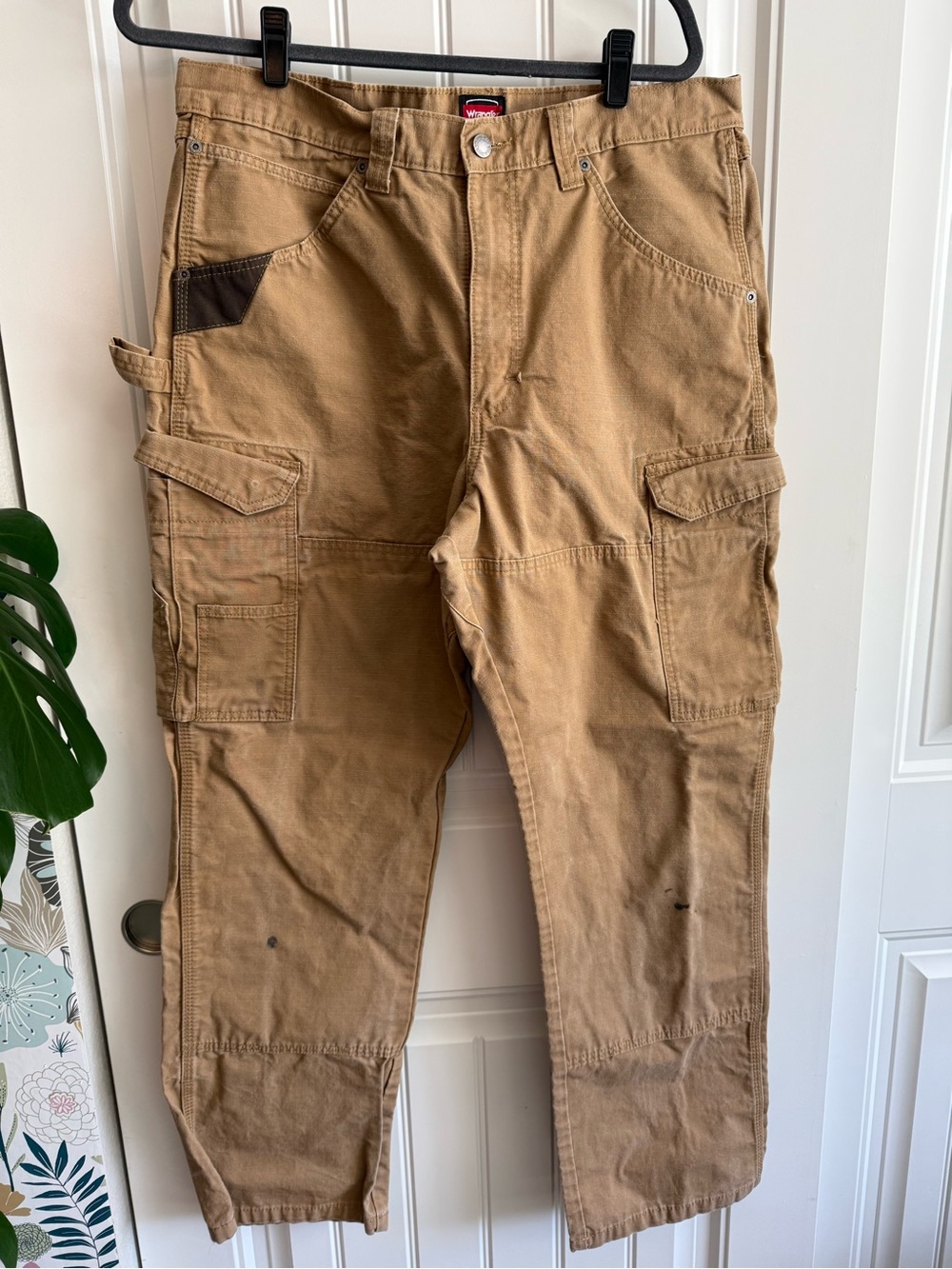 Wrangler Workwear Men's Cargo Pants 36x30 Brown Duck Canvas Utility Carpenter
